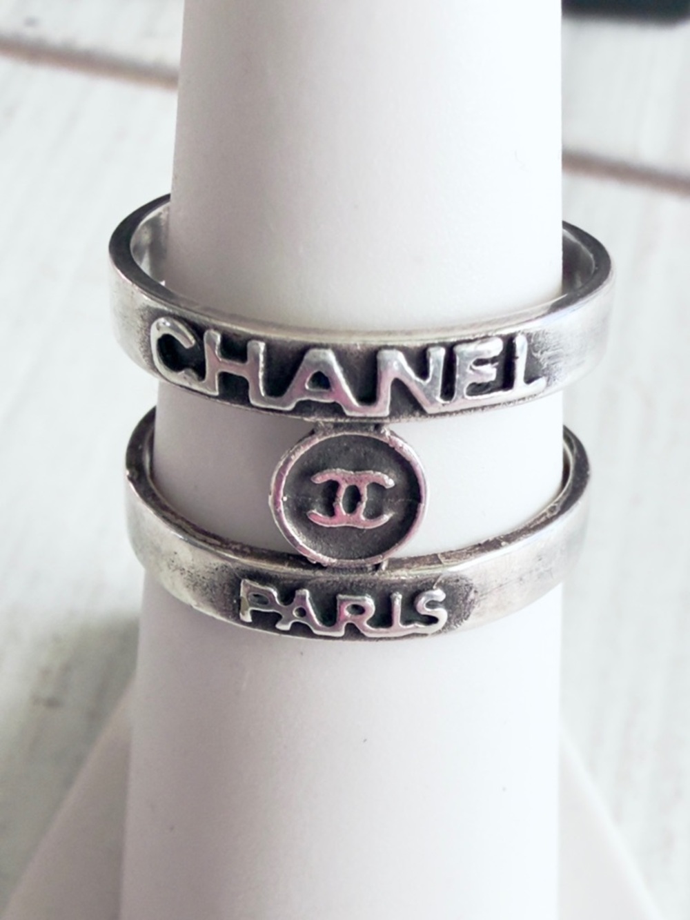 Vintage Chanel Pewter/ Silver Ring
w COA
